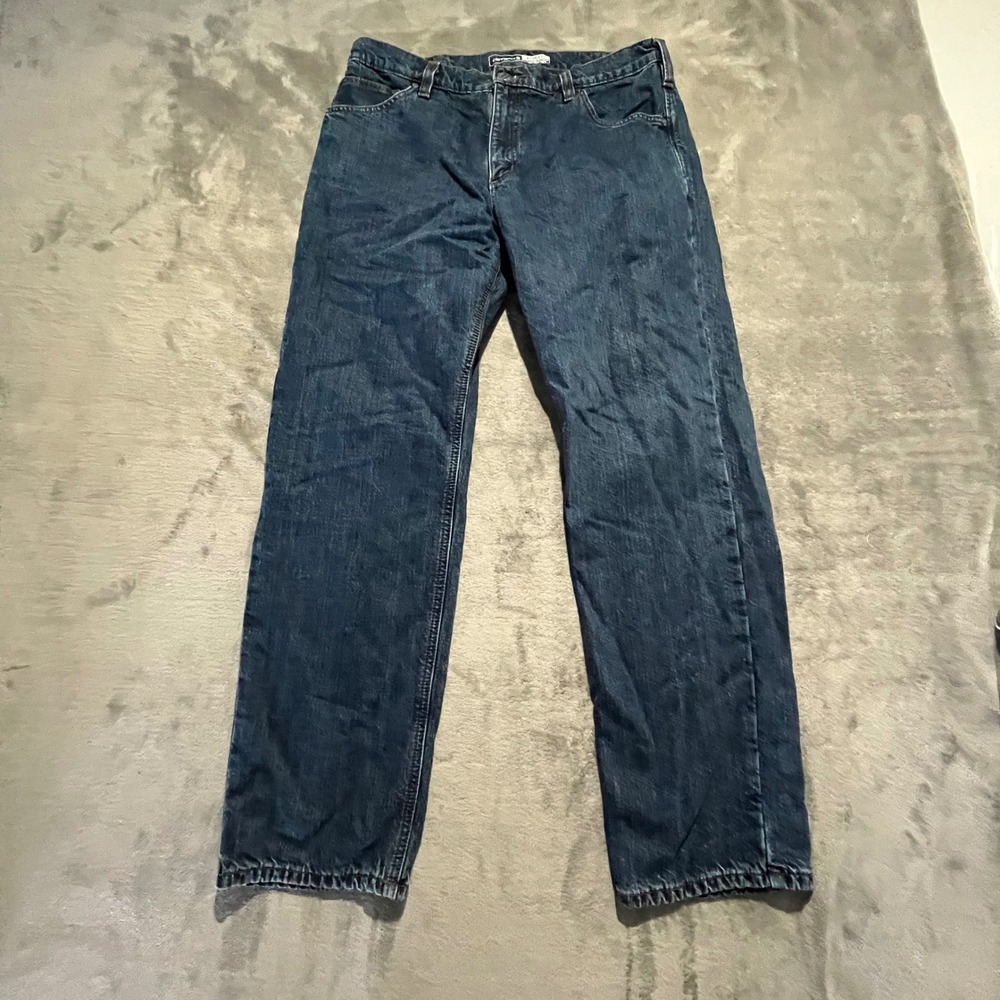 Carhartt Flannel Lined Jeans Mens 36x32 Blue Relaxed Fit BD4942-M Denim